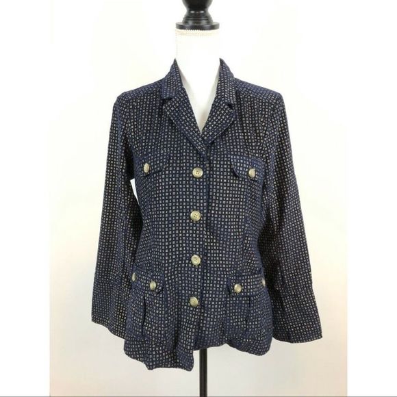 Sundance Navy Corduroy Mini Gold Pattern Jacket Size L - Picture 9 of 14